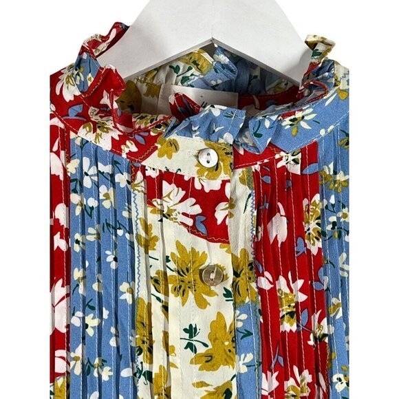 Love + Harmony Tunic Mini Dress‎ Women's Size S Floral Pintuck Button Front S/S - Picture 4 of 16